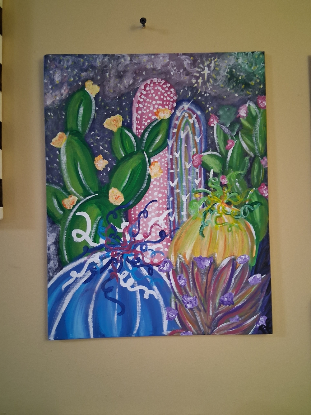 Original Fall Desert Cactus Canvas Wall Art - Multicolor
